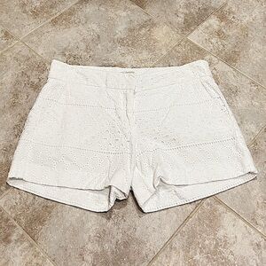 Daniel Cremieux Women’s Percy Eyelet Cotton Mid Rise White Shorts Sz 8 Pockets